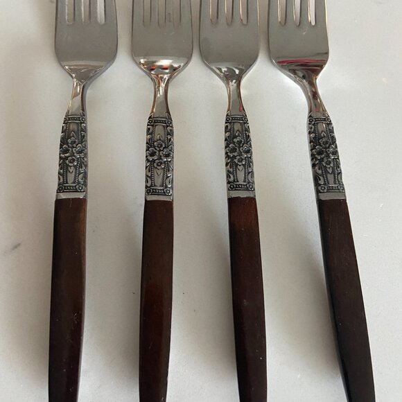 Vintage- Northland Oneida Napa Valley 4 Forks Stainless, Wood Handle - Picture 2 of 4